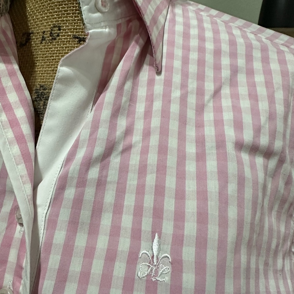 Ladies 12 Fior da Liso Pink Button Down Dress Shirt - Picture 2 of 9